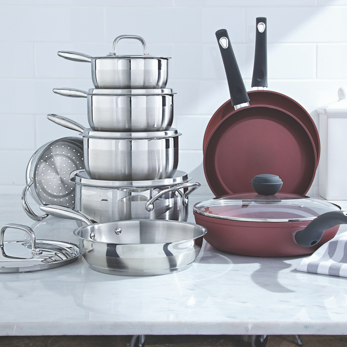 Nuvora Kitchen Classic 11-Piece 3-Ply Stainless Steel Cookware Set