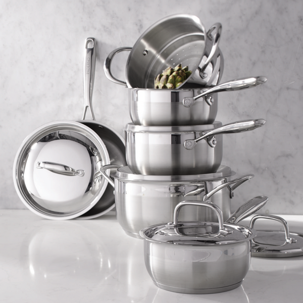 Nuvora Kitchen Classic 11-Piece 3-Ply Stainless Steel Cookware Set