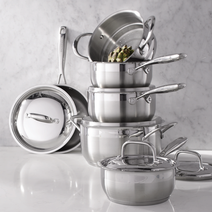 Nuvora Kitchen Classic 11-Piece 3-Ply Stainless Steel Cookware Set