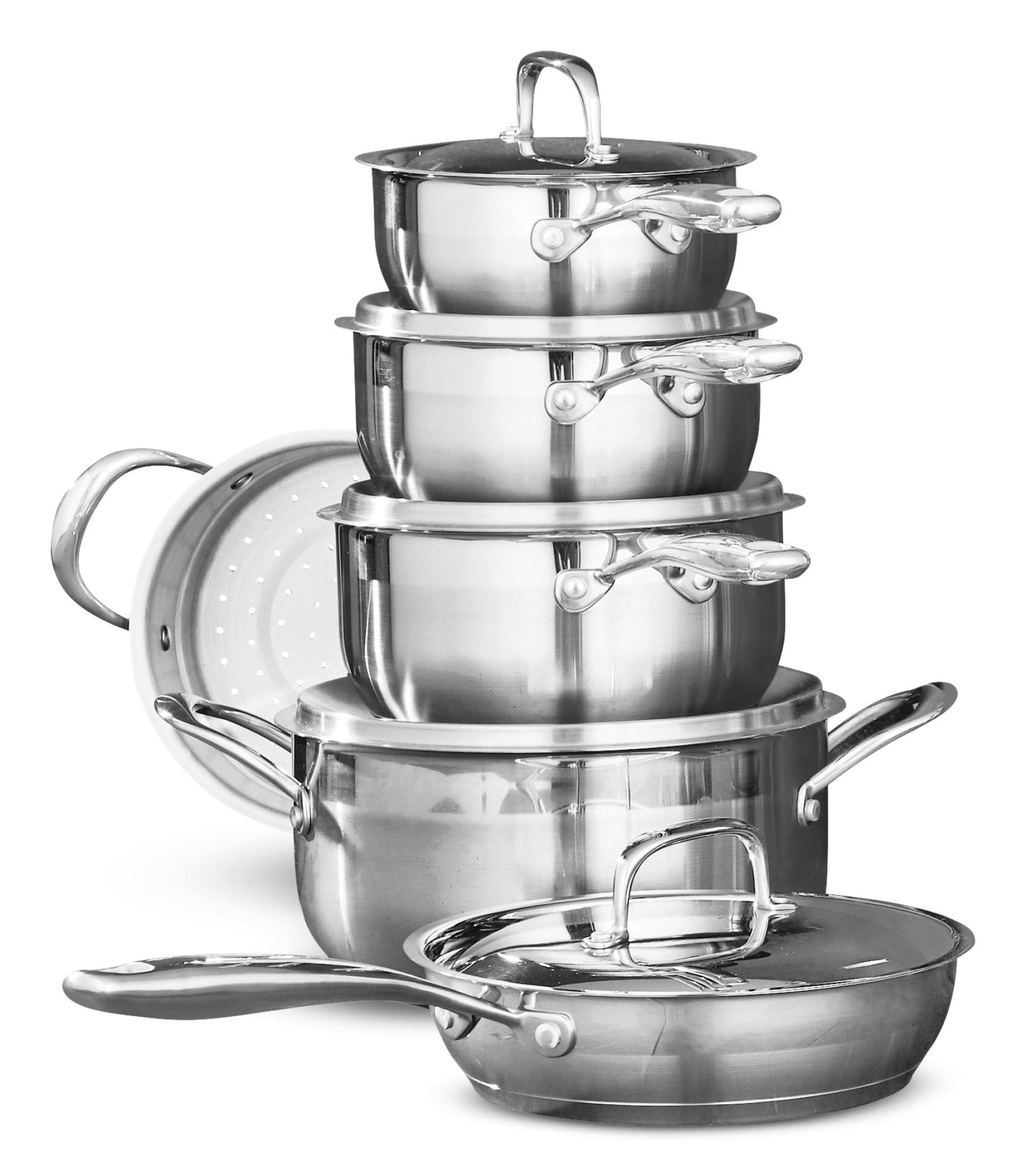 Nuvora Kitchen Classic 11-Piece 3-Ply Stainless Steel Cookware Set