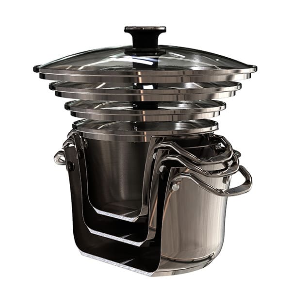 Nuvora Kitchen Signature 10-Piece Stacking Stainless Steel Cookware Set – Aluminum Base, Induction Compatible