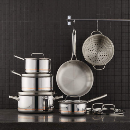Nuvora Kitchen Professional 12-Piece 5-Ply Copper Core Stainless Steel Cookware Set