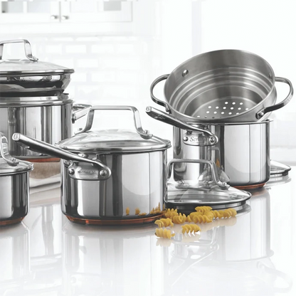 Nuvora Kitchen12-Piece 5-Ply Copper Core Stainless Steel Cookware Set