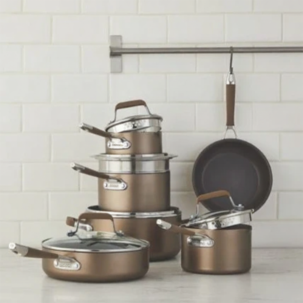 Nuvora Kitchen Classic 12-Piece Champagne Bronze Nonstick Aluminum Cookware Set