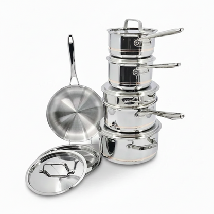 Nuvora Kitchen Professional 12-Piece 5-Ply Copper Core Stainless Steel Cookware Set
