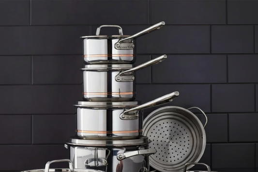 Nuvora Kitchen Professional 12-Piece 5-Ply Copper Core Stainless Steel Cookware Set