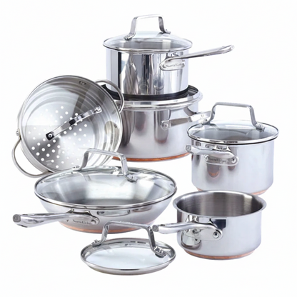Nuvora Kitchen12-Piece 5-Ply Copper Core Stainless Steel Cookware Set