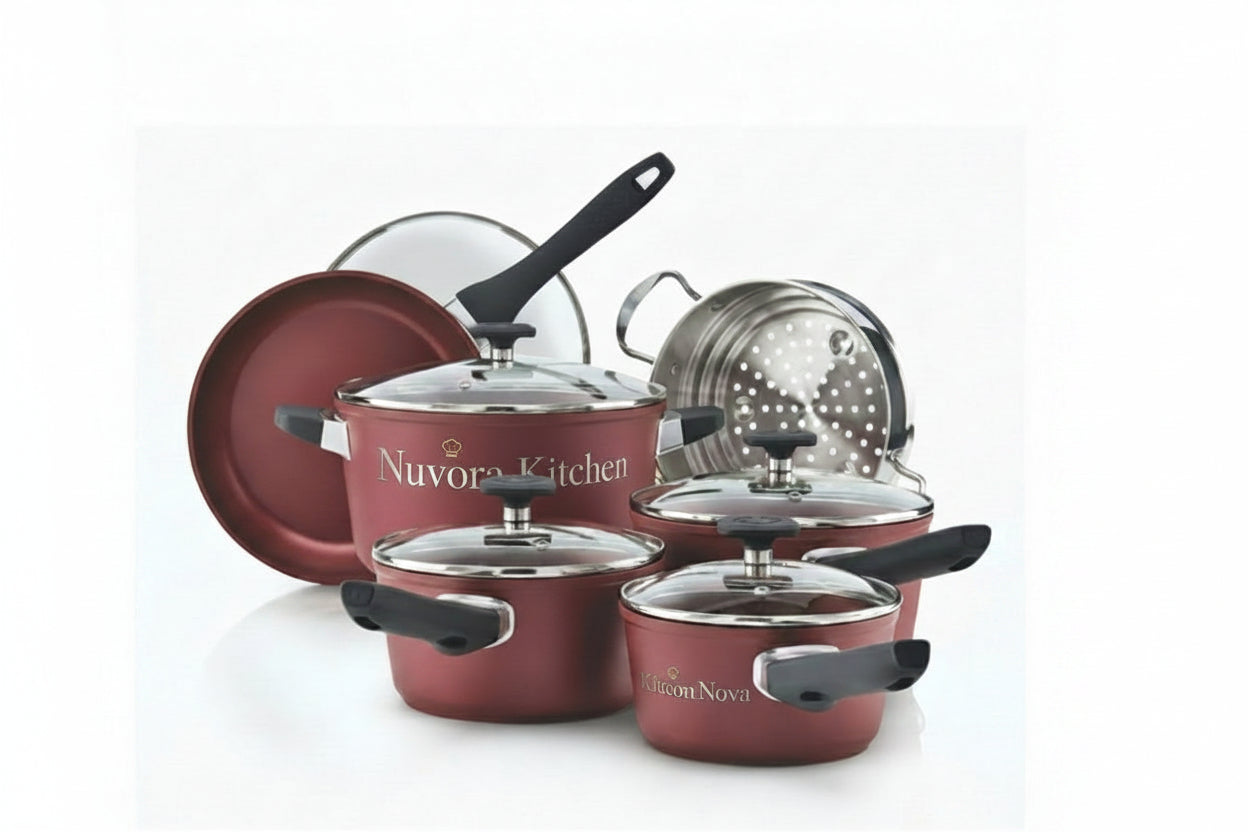 Nuvora  Kitchen Classic 11-Piece Forged Aluminum Nonstick Cookware Set